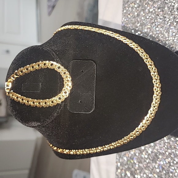 18 kt over sterling necklace and bracelet set - Picture 2 of 5